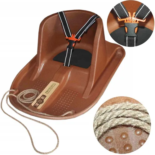 Holzschlitten Kinder ECO bis 4 Jahre mit Rückenlehne Sicherheitsgurt Zugseil