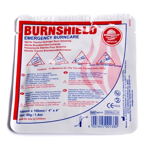 Leina Werke Notfall Brandgel Leina BurnShield Hydrogelverband 10x10 cm für Erstversorgung von Verbrennungen und Schürfwunden 41081