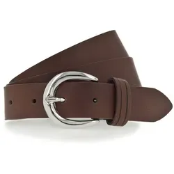 Tamaris Ledergürtel mit glänzender silberfarbener Schließe - Gürtel aus 100% Rindsleder in elegantem Braun, ausgestattet mit einer glänzenden silberfarbener Schließe und ideal für modische Akzente.