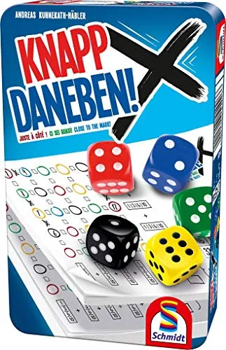 Knapp daneben! Würfelspiel MBS - Brettspiel für 1 bis 5 Spieler, ideal für kurze Spielrunden. Alle spielen gleichzeitig und versuchen, Zahlen in der richtigen Reihenfolge einzutragen - Spannung und Spaß garantiert!