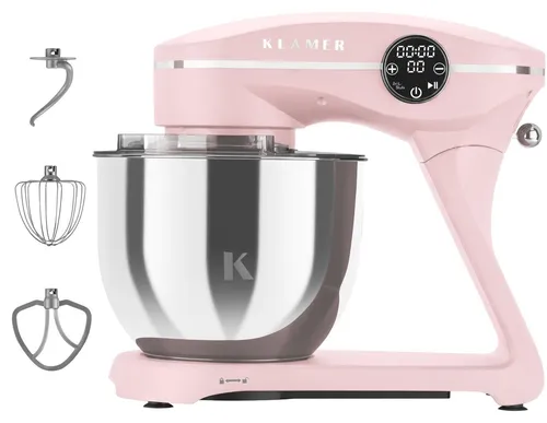 KLAMER Küchenmaschine 1800W mit Edelstahl-Rührschüssel 6L