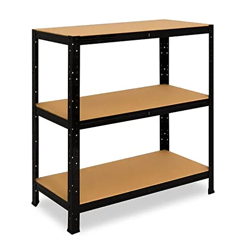 shelfplaza Schwerlastregal BLACK, 90x110x30cm, 3 Böden - Schwerlastregal für Keller, Garage und mehr. Hohe Tragkraft von 175 kg pro Boden und individuelle Produktion in Deutschland garantieren Stabilität und Flexibilität.