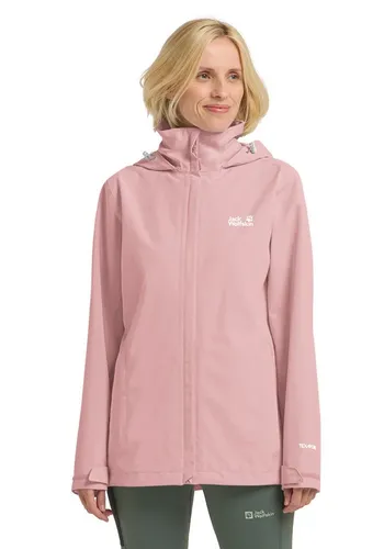 Jack Wolfskin Regenjacke Trailtime 2-Lagen (hellrosa, Größe XS) - Windschnittige, wasserdichte und atmungsaktive Jacke für Damen. Ideal für Outdoor-Aktivitäten bei jedem Wetter, bietet optimalen Wetterschutz und Tragekomfort auf deinen Trails.