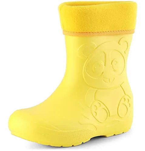 Ladeheid Eva Kinder Gummistiefel für Jungen und Mädchen, gefüttert (Gelb, 22/23 EU) - Stiefel für Jungen, leicht und isoliert, ideal für Herbst und Winter mit rutschfester Sohle für sicheres Spielen im Freien.