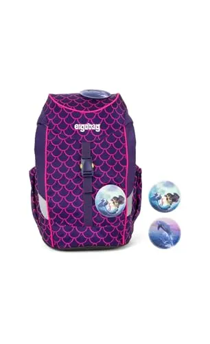 Ergobag Kinderrucksack PerlentauchBär, 8 l - Ergonomischer Kindergarten Rucksack in Lila - Ergonomischer Schulranzen für Kinder von 3-6 Jahren, hergestellt aus recycelten PET-Flaschen. Leicht, sicher und mit reflektierenden Elementen für optimale Sichtbarkeit.