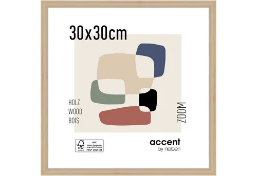 Zoom Holzrahmen 30x30 cm natur - Bilderrahmen aus hochwertigem Holz, ideal für kreative Wandgestaltungen und persönliche Fotopräsentationen. Mit Klarglas und modernem Design.