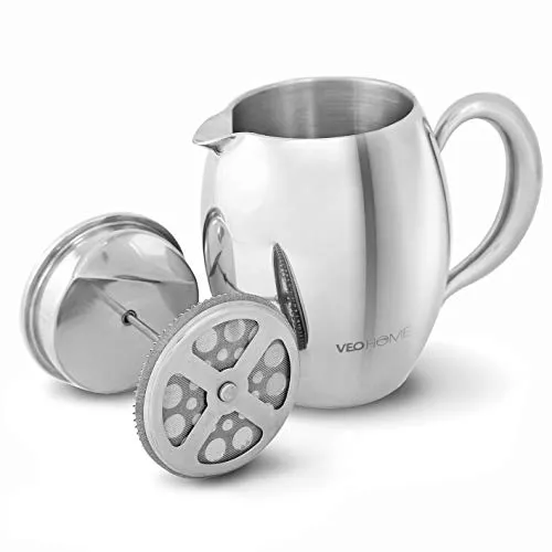 VeoHome French Press Kaffeebereiter 0.75L - Unzerbrechlich und Warmhaltend - Kaffeepressen - Unzerbrechliche Kaffeekanne mit Doppelwand, die Ihren Kaffee lange warm hält und umweltfreundlich ist. Ideal für Kaffeeliebhaber, die Wert auf Nachhaltigkeit legen!