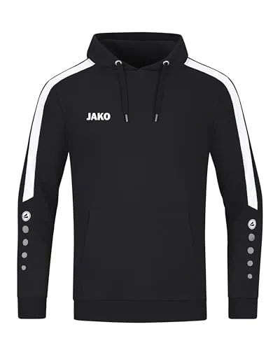 JAKO Kinder Kapuzensweatshirt Power, Schwarz, 152 - Hoodie für Kinder, ideal für Outdoor-Aktivitäten. Atmungsaktiv, mit Wabenstruktur für optimale Luftzufuhr und viel Bewegungsfreiheit. Praktische Bauchtasche für warme Hände.