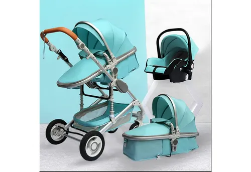 TPFLiving Kombi-Kinderwagen 3in1 Set - Modell 2 Stoff - Grün - Kinderwagen mit 3-in-1-Funktion, hochwertigem Stoff und vielen Extras für maximalen Komfort beim Spazierengehen.