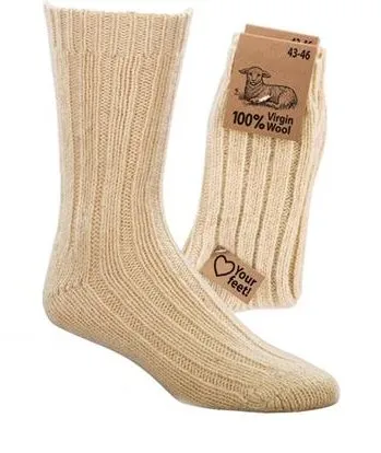 HomeOfSocks Wollsocken 100% Virgin Wool weiss - 1 Paar von HomeOfSocks