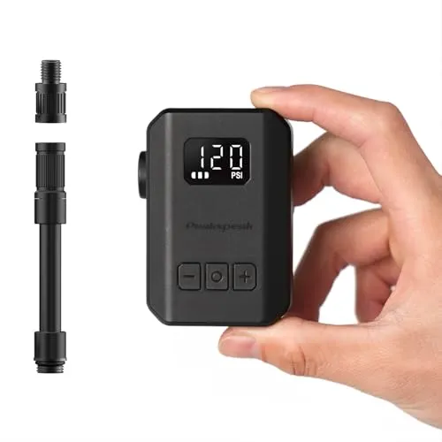 Peakspeak Mini elektrische Fahrradpumpe AS260PRO, Akku Fahrradpumpe | 120PSI, Manometer, Schnelles Aufblasen, USB-C Aufladung, Auto-Stopp, Presta/Schrader Ventile, für Rennrad, MTB, Motorrad