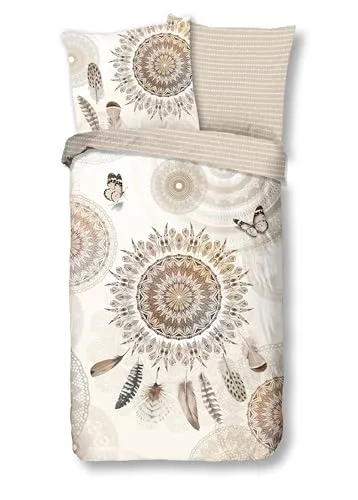 hip Bettwäsche Baumwolle, Renforcé, Mandalas & Schmetterlinge, beige