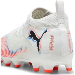 Puma FUTURE 8 MATCH FG/AG Jr - Kreative Fußballschuhe - Fußballschuhe mit weichem Mesh-Obermaterial für optimale Passform und Stabilität. Erhöhte Mesh-Linien bieten verbesserten Ballgrip, ideal für schnelle Drehungen auf festem Boden und Kunstrasen.