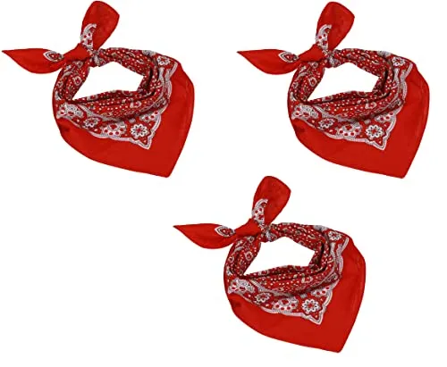Betz 3 er Pack Nickituch Bandana Kopftuch Halstuch klassischem Paisleymuster Größe 55 x 55cm 100% Baumwolle Farbe: rot