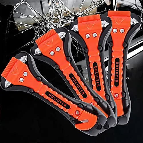 UUlioyer 4 Stück Notfallhammer, Fenster Nothammer mit Gurtschneider, Notfall Hammer Rettungshammer Sicherheitshammer für Auto, Bus, PKW, LKW