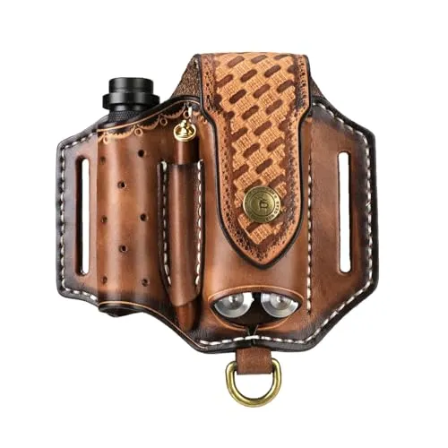 Tourbon EDC Lederetui, Multitool, Taschenmesser, Organizer, Gürteltasche, Taschenlampe, Holster, Stifthalter