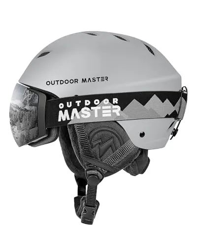 OutdoorMaster Kelvin Ski- und Snowboardhelm-Set mit PRO Skibrille | Sicherer Skihelm mit magnetischen Schnellwechselbrillen, beschlagfreie klare Sicht, individuell verstellbare Passform.