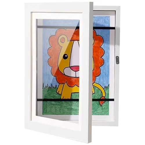 KRUZZEL Bilderrahmen zum Befüllen Kinderzeichnungen a4 33x24 cm – Bilderrahmen für Mehrere Bilder mit Magnetverschluss – Kinder Bilderrahmen