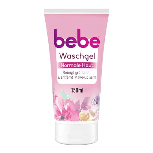 bebe Waschgel 150 ml, sanfter Make-up Entferner und fruchtig duftende Gesichtsreinigung mit Aprikosenextrakt, gründlich reinigende Gesichtspflege und effektiver Reinigungsschaum für das Gesicht