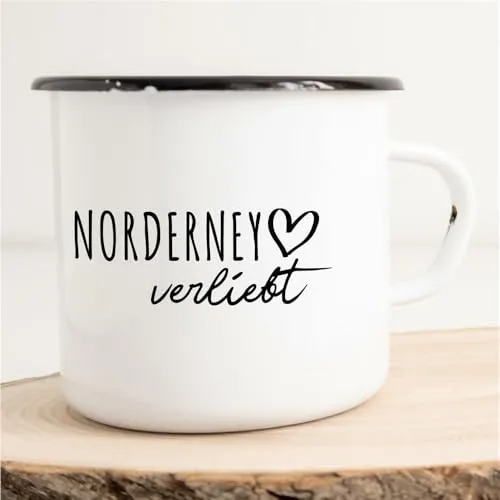 Huuraa Emaille Tasse Norderney Verliebt Insel 300ml