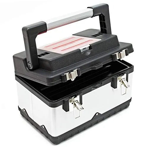 Wiltec Werkzeugkasten 38x27x25 cm aus Edelstahl