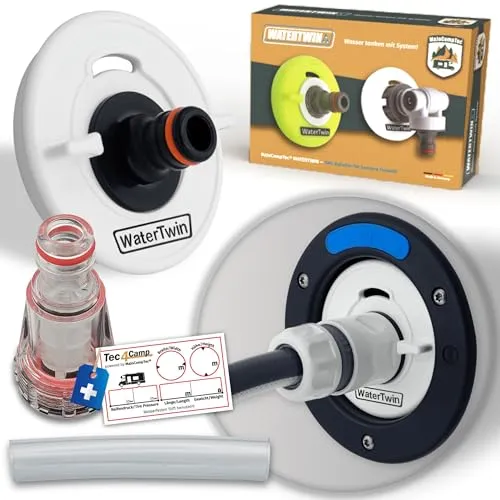MaJoCompTec® WATERTWIN Tankdeckel mit Wasseranschluss | Wassertankdeckel Befülladapter für Wassereinfüllstutzen | Wohnmobil Wohnwagen Zubehör (PRO-Version mit Filter, Adapter 3-PIN D:78)