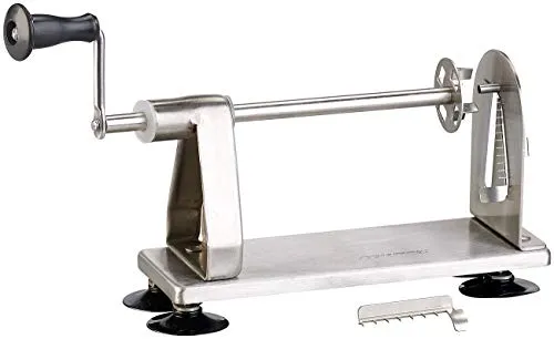 Rosenstein & Söhne Kartoffelschneider: Spiralschneider mit Edelstahlklinge - Gemüsehobel für kreative Küchengerichte, mit rutschfestem Stand und extra Klinge für Gemüse-Spaghetti. Ideal für gesundes Kochen und ansprechende Präsentation!