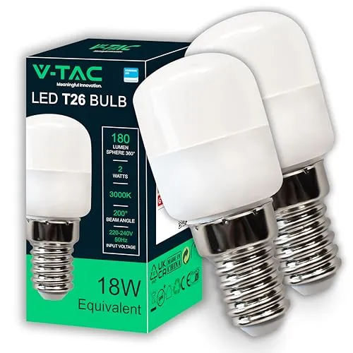 V-TAC 2x Kühlschranklampe E14 2W T26-180 Lumen