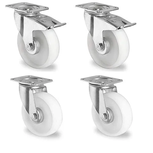 Rollensatz 2 Lenkrollen mit Feststeller + 2 Lenkrollen 125 mm Polyamid