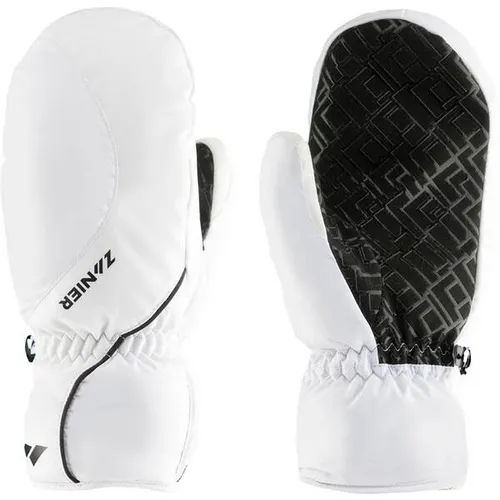 Zanier SEEFELD.STX Mitten Fäustlinge - weiß-schwarz - Skihandschuh Fäustlinge für Damen, wasserdicht und wärmend dank SYMPATEX-Membran und PRIMALOFT-Isolierung, ideal für kalte Wintertage und Outdoor-Aktivitäten.