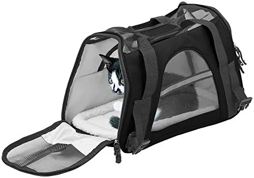 Sweetypet Tragetasche Hund: Hand- & Auto-Transporttasche für Kleintiere bis 3 kg, 41 x 24 x 19 cm (Transporttasche Katze, Tragetasche Katze, Umhängetasche)