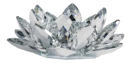 home&you - Kerzenständer Cristal, Kristallglas, Esstisch Home Deko, Kerzenhalte, Wohnzimmer, Tischdeko - Silber