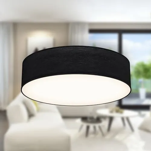 B.K.Licht Deckenlampe mit Stoffschirm - Elegante Deckenleuchte mit zwei E27 Fassungen für individuelle Lichtgestaltung. Ideal für Wohnzimmer, Schlafzimmer oder Flure, sorgt für eine warme Atmosphäre.