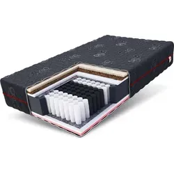 FDM Taschenfederkernmatratze BLACK MAX 90x200, 140x200, 180x200 cm - Hochwertige Matratze mit 7 Zonen und 28 cm Höhe, ideal für Allergiker. Abnehmbarer Bezug und hervorragende Klimaregulierung sorgen für optimalen Schlafkomfort.