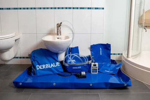 DERBLAUE® Komplett-Set mit Wanne, Pumpe, Akku, Rutsche & Helfer-Set, 13004