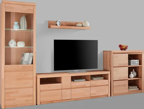 OTTO home Wohnwand Silkeborg, (Set, 4-St), teilmassives Holz