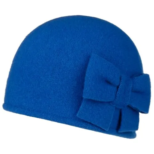Barascon Calima Damenmütze Rundliche Wintermütze aus Wolle mit Schleifenapplikation Made in EU Herbst Winter Royalblau One Size
