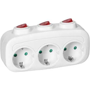 3-Fach Mehrfachstecker Steckdosenadapter Steckdosenverteiler einzeln ein/aus