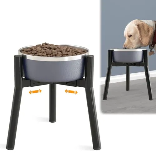 Hundenapfständer für große Hunde, verstellbare Breite, hoch, erhöhter Hundenapf für 17,5–27 cm große Näpfe, Hundefutter, Wasserständer, Futterspender, Metall, einzelner erhöhter Hundenapfhalter, 28 cm