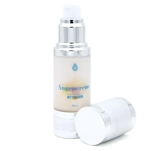 [100% MADE IN GERMANY] Liquio Hyaluron Augencreme gegen Falten Augenringe Augenschatten BIO Aloe Vera Vitamin E Koffein Guarana 30ml Anti Aging Effekt Feuchtigkeitspflege Vegan alle Hauttypen