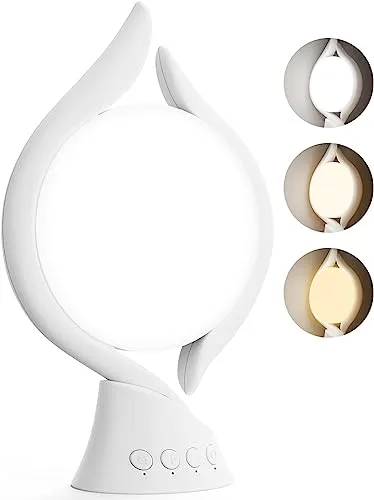 Wopigh Tageslichtlampe 10000 Lux, Sonnenlichtlampe mit 3 Lichtfarben 4 Timer 5 einstellbare und Memoryfunktion Lichtintensität, UV-Frei Sonnenlicht Lampe für Hause/Büro (Weiß)