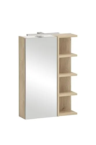 MÖBELPARTNER Spiegelschrank Mads 159670 - Sonstige Badezimmermöbel mit elegantem Design, 5 integrierten Fachböden und robuster Melaminharzbeschichtung – ideal für ein ordentliches und stilvolles Badezimmer.