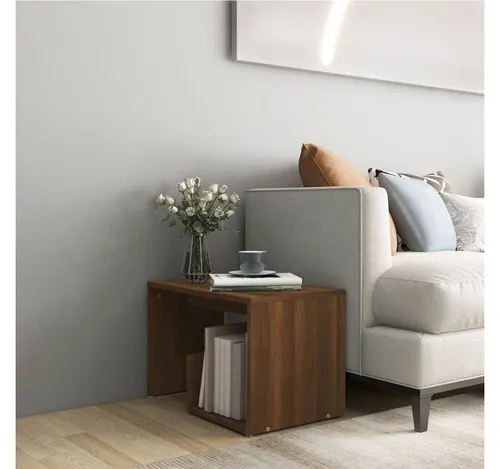 furnicato Beistelltisch Braun Eichen-Optik 59 x 36 x 38 cm - Moderner Beistelltisch in Braun Eichen-Optik, ideal für dein Zuhause. Praktischer Stauraum für Kleinigkeiten und stabile Tischplatte für Getränke und Dekoration. Einfacher Aufbau mit Montageanleitung.