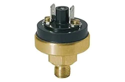 Druckschalter Niederdruck M10x1 - Druckluftzubehör, präziser Messing-Druckschalter für den Niederdruckbereich mit einem Einstellbereich von 0,2 - 1,5 bar und minimaler Rückschaltdifferenz von nur 5 %.