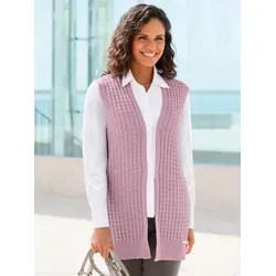 Strickweste CASUAL LOOKS, Damen, Gr. 36, lila (mauve), 50% Baumwolle, 50% Polyacryl, unifarben, Westen Strickweste