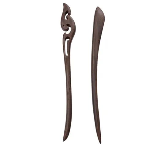 Lurrose 2 Stücke Vintage Haarspangen Haarnadel Holz Stäbchen Haarknoten Haarnadel Kopfschmuck Lange Haare Chignon Sandelholz Haarnadeln für Mädchen Damen