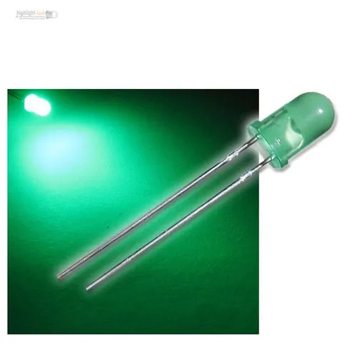 LEDs 5mm diffus grün, diffuse grüne LED Typ WTN-5-3800g, green vert verde 100