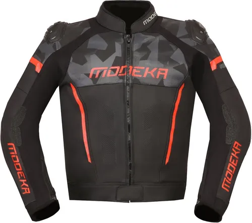Modeka Motorradjacke Valyant - Hardcore Sportlederjacke - Jacke für Motorradfahrer mit perfektem Komfort durch perforierte Ledereinsätze und Textilstretch. Ideal für die Rennstrecke und ausgestattet mit hochwertigen Protektoren.