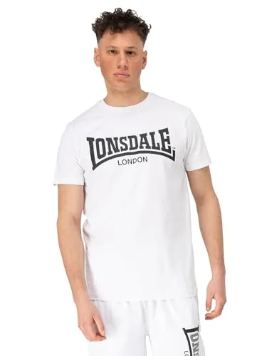 Lonsdale Male-Adult Fulwood T-Shirt, White/Black, XL