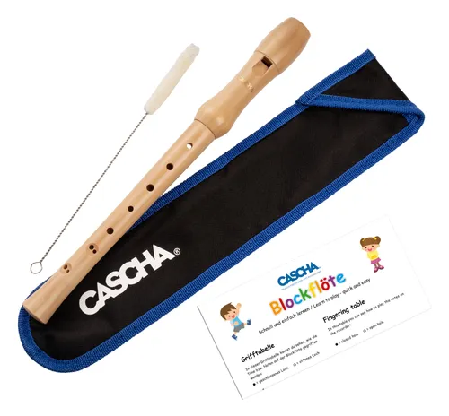 Cascha Holzblockflöte barocke Griffweise - C Sopran Blockflöte aus hochwertigem Ahorn, ideal für Anfänger mit Tasche, Flötenwischer und Korkfett